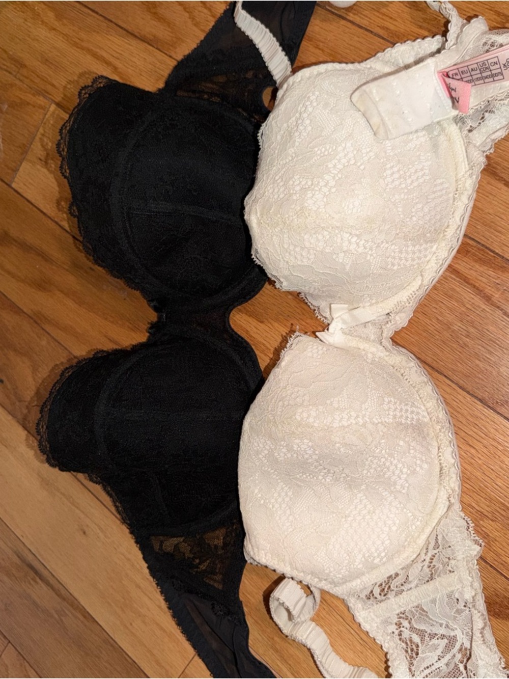 Agent Provocateur Black Lace Strapless Bra and White Lace Underwire Bra Set